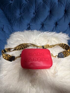 Marc Jacobs Red Leather Crossbody with Leopard-Print Strap